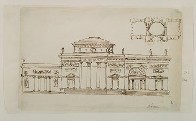 Progetto schizzato per un edificio a cupola da Robert Adam